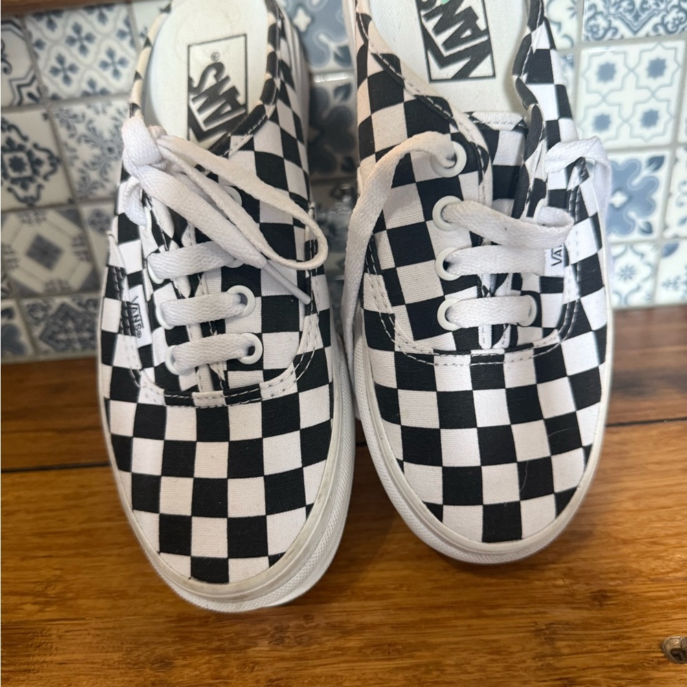Vans Kids Black and White Checkered Sneakers